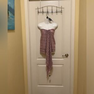 Beoux Terner sarong pink silver NWT fringe ends 70”x20” versatile look Cruise